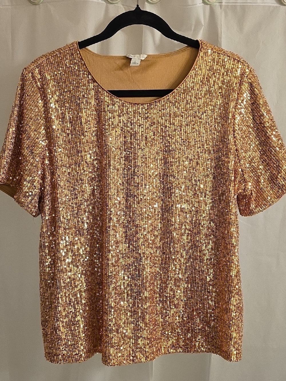 Sequin Short Sleeve Tee in Rose Gold by Unknown Brand